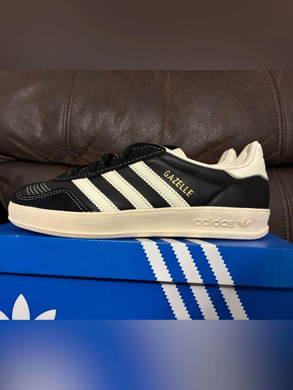 adidas Gazelle Indoor Black with Cream Accents brand new in box